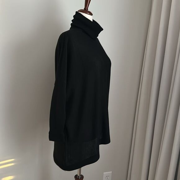 EILEEN FISHER Italian Merino Wool Turtleneck Neck Asymmetrical Knit Sweater S - Picture 3 of 11